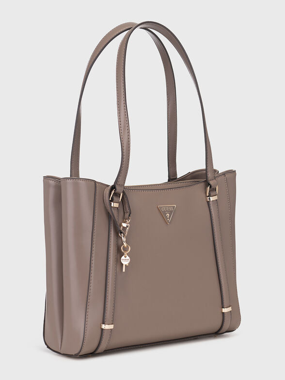 Borsa shopping "Daryna" Taupe in ecopelle con logo 