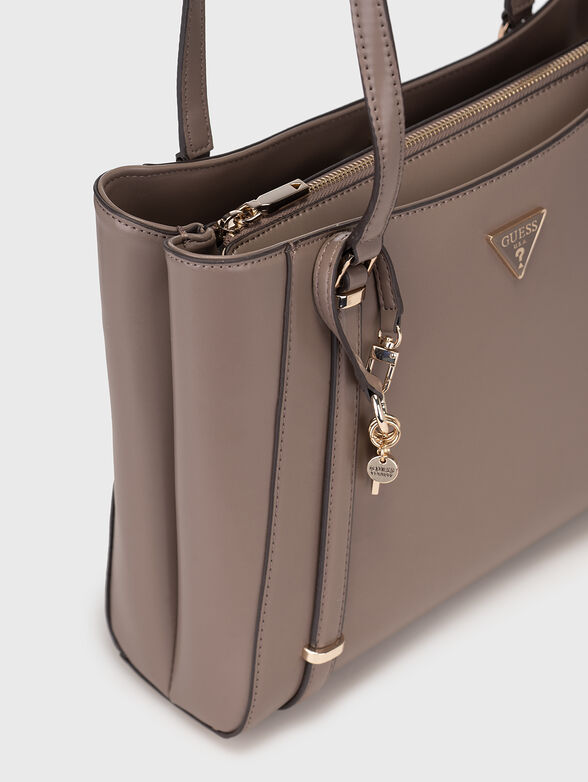 Borsa shopping "Daryna" Taupe in ecopelle con logo 