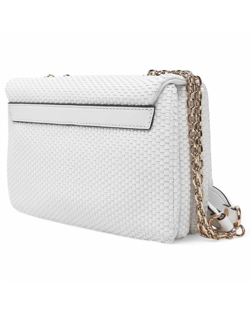 Borsa a Tracolla "Phaedra" Bianca con Finitura Intrecciata 