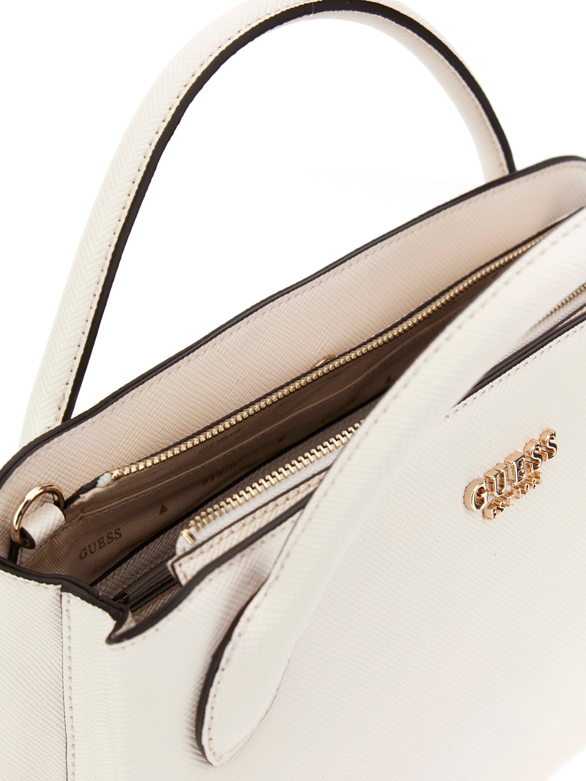 Borsa a Mano "Fedana Elite" Avorio con Charm e Chiusura Zip 