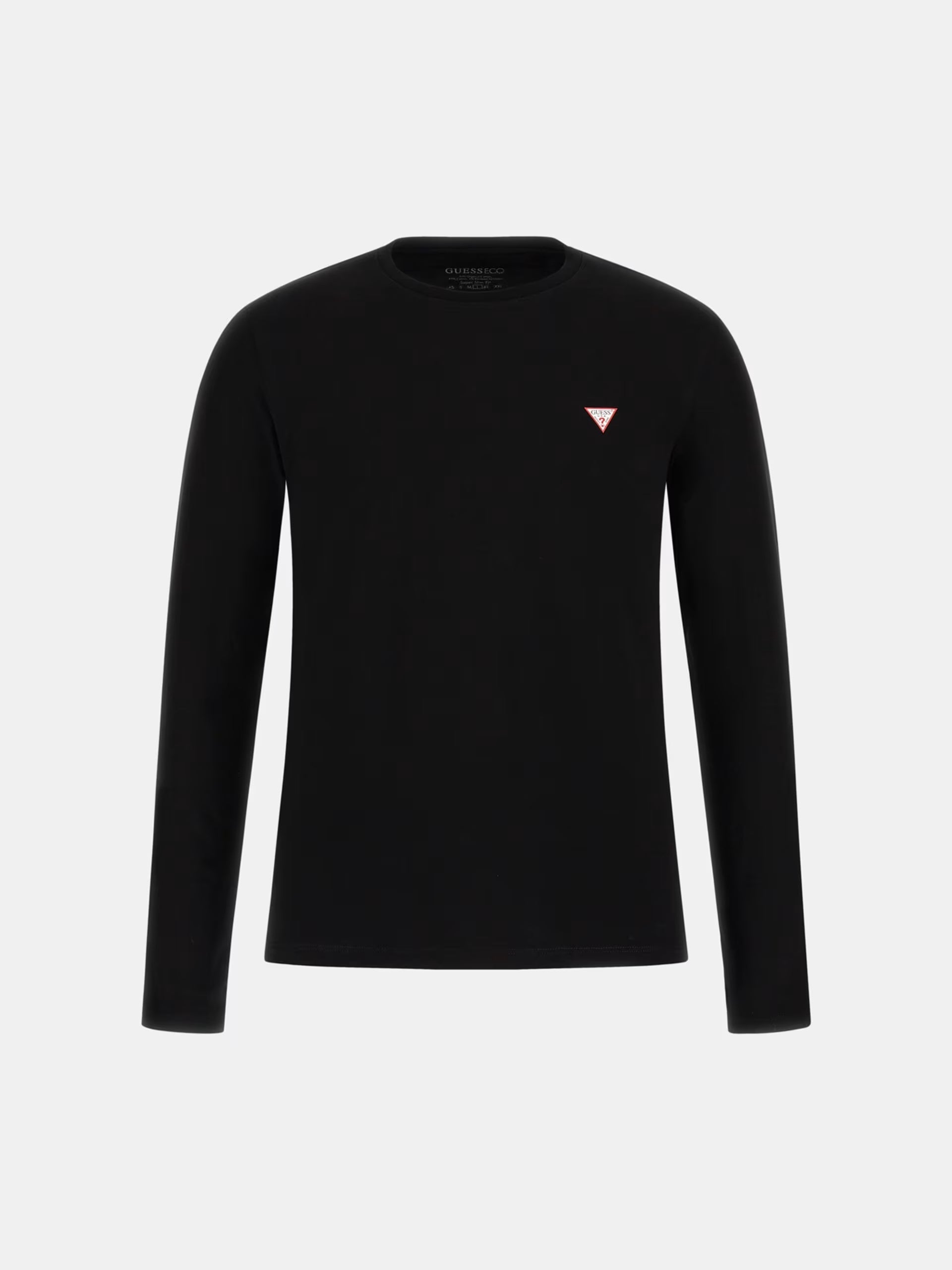 T-shirt nera a Manica Lunga in Jersey di Cotone con Logo Triangolo 