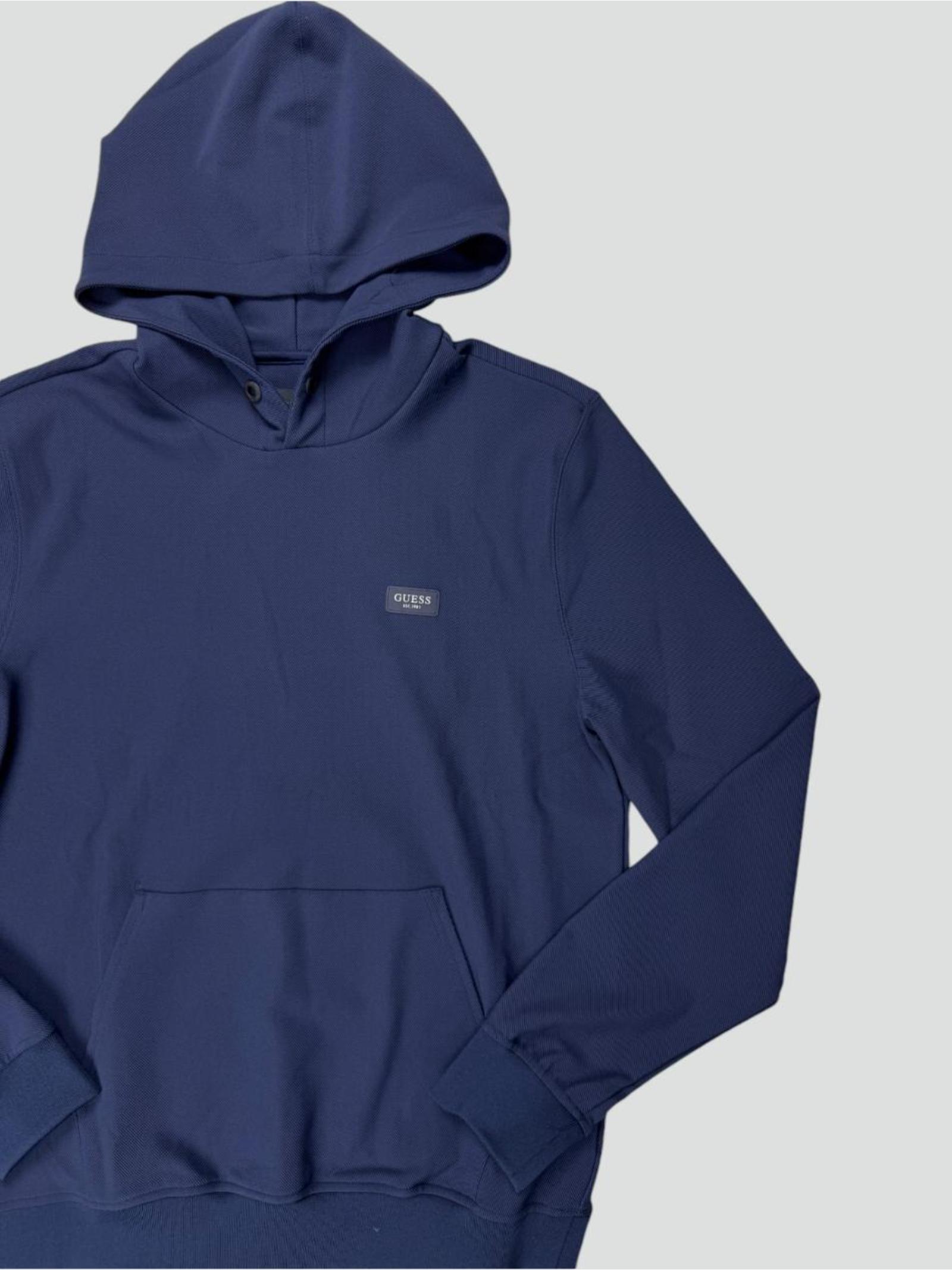 Felpa Blu con Cappuccio e Logo Guess 