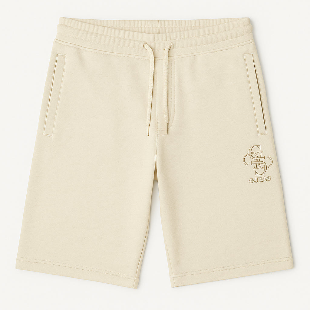 Bermuda Beige in Felpa con Logo Ricamato 