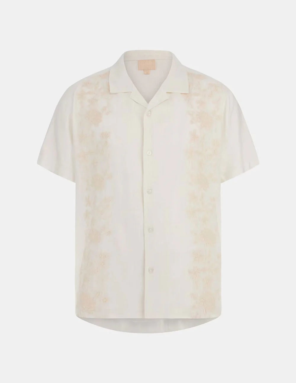 Camicia Avorio con Ricamo Floreale Tonalità Su Tonalità 