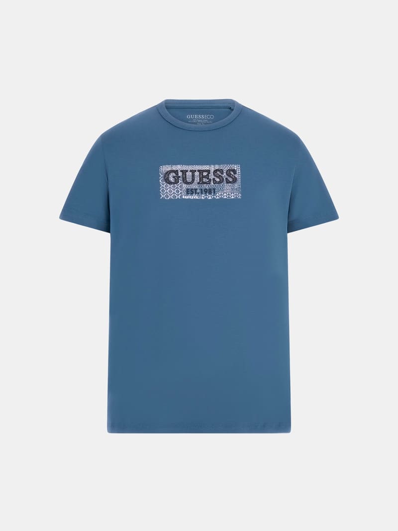 T-shirt "Est. 1981" Blu con Logo Stampato e Vestibilità Slim 