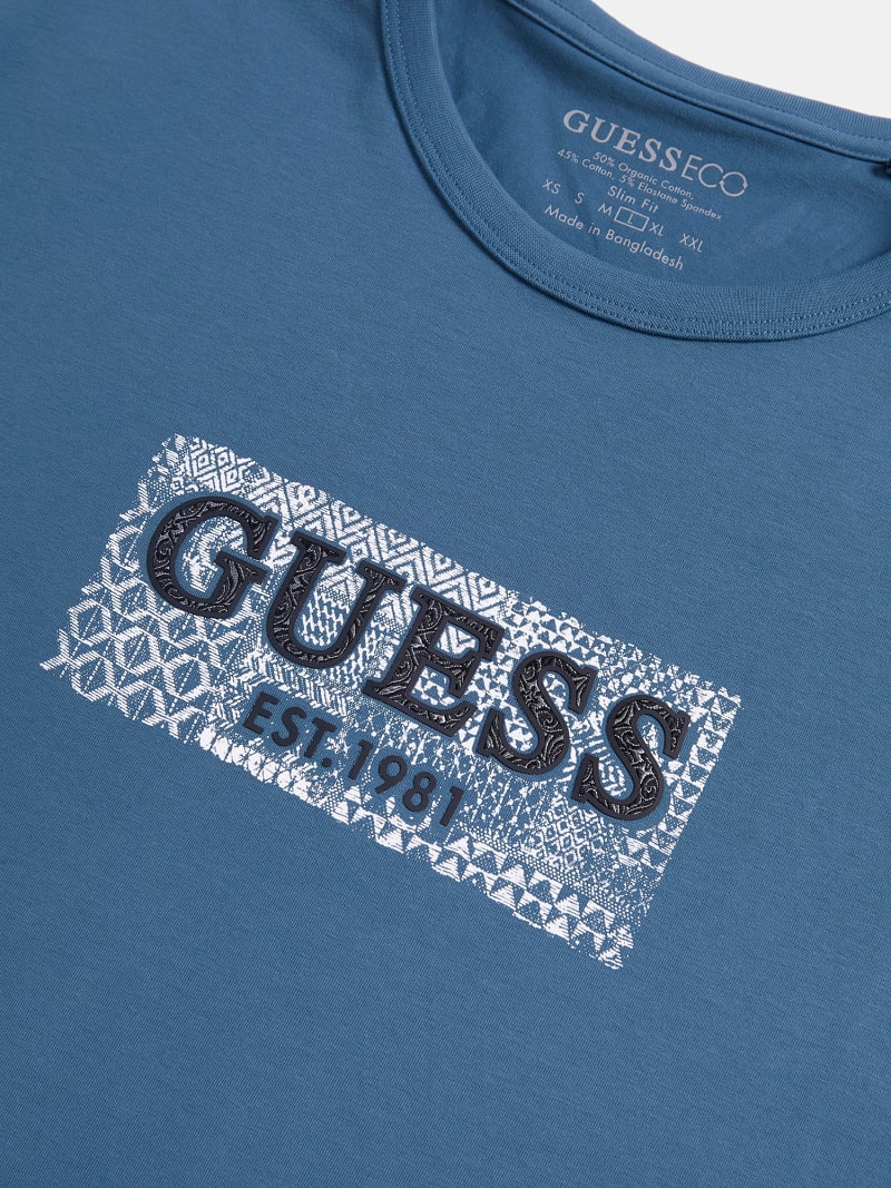 T-shirt "Est. 1981" Blu con Logo Stampato e Vestibilità Slim 
