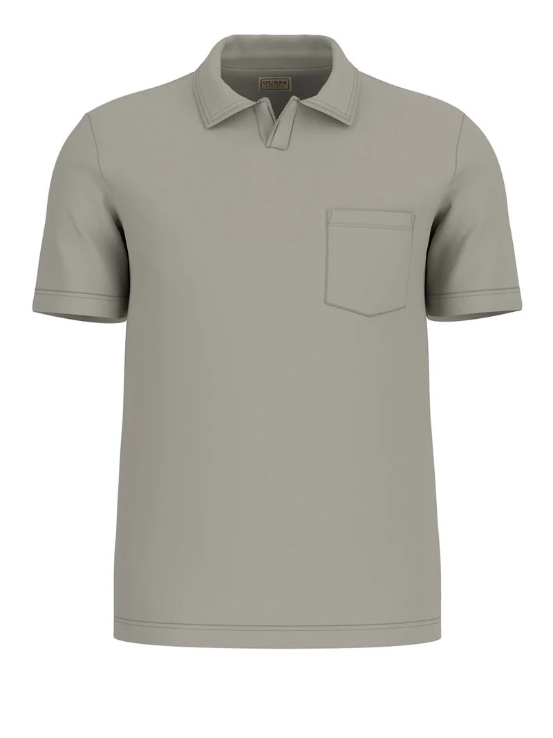Polo "Vintage Pocket" Verde Salvia con Colletto Aperto e Taschino 