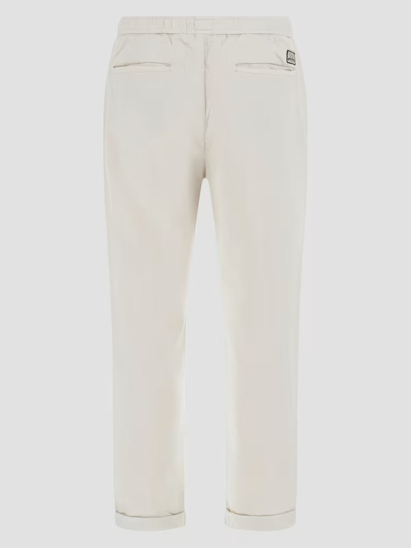 Pantaloni Chino Beige in Felpa Leggera con Gamba Affusolata 