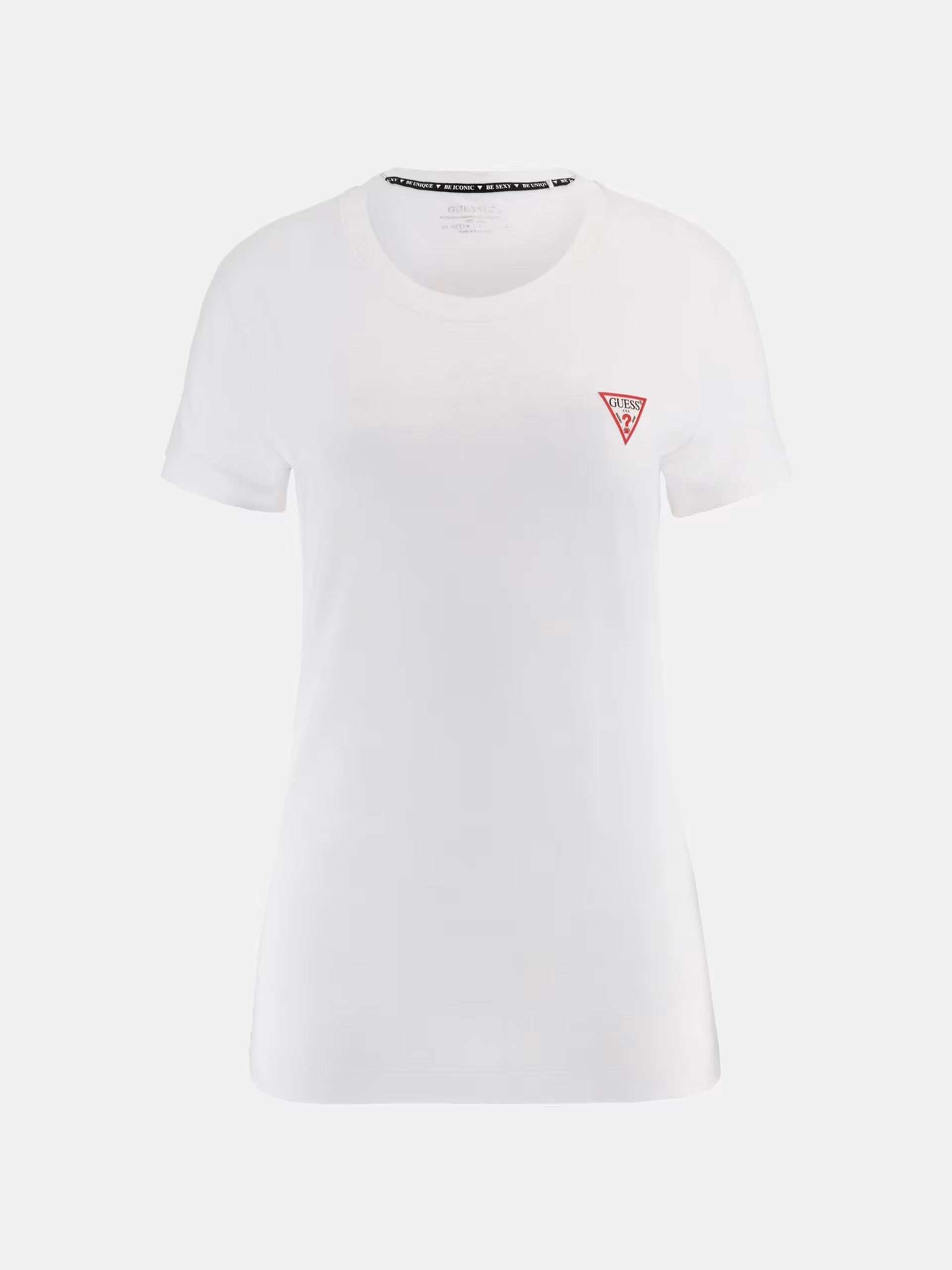 T-shirt bianca in Misto Cotone Stretch con Logo Triangolo Piccolo 
