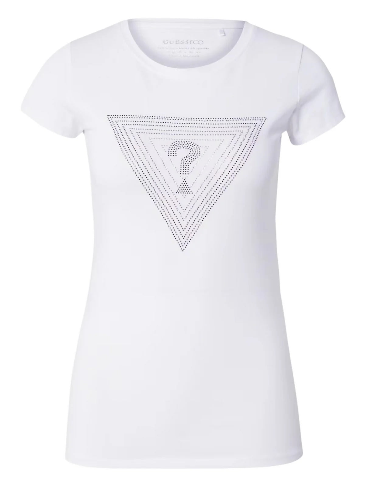 T-shirt "Icon Triangle" bianco con Logo a Strass Frontale 