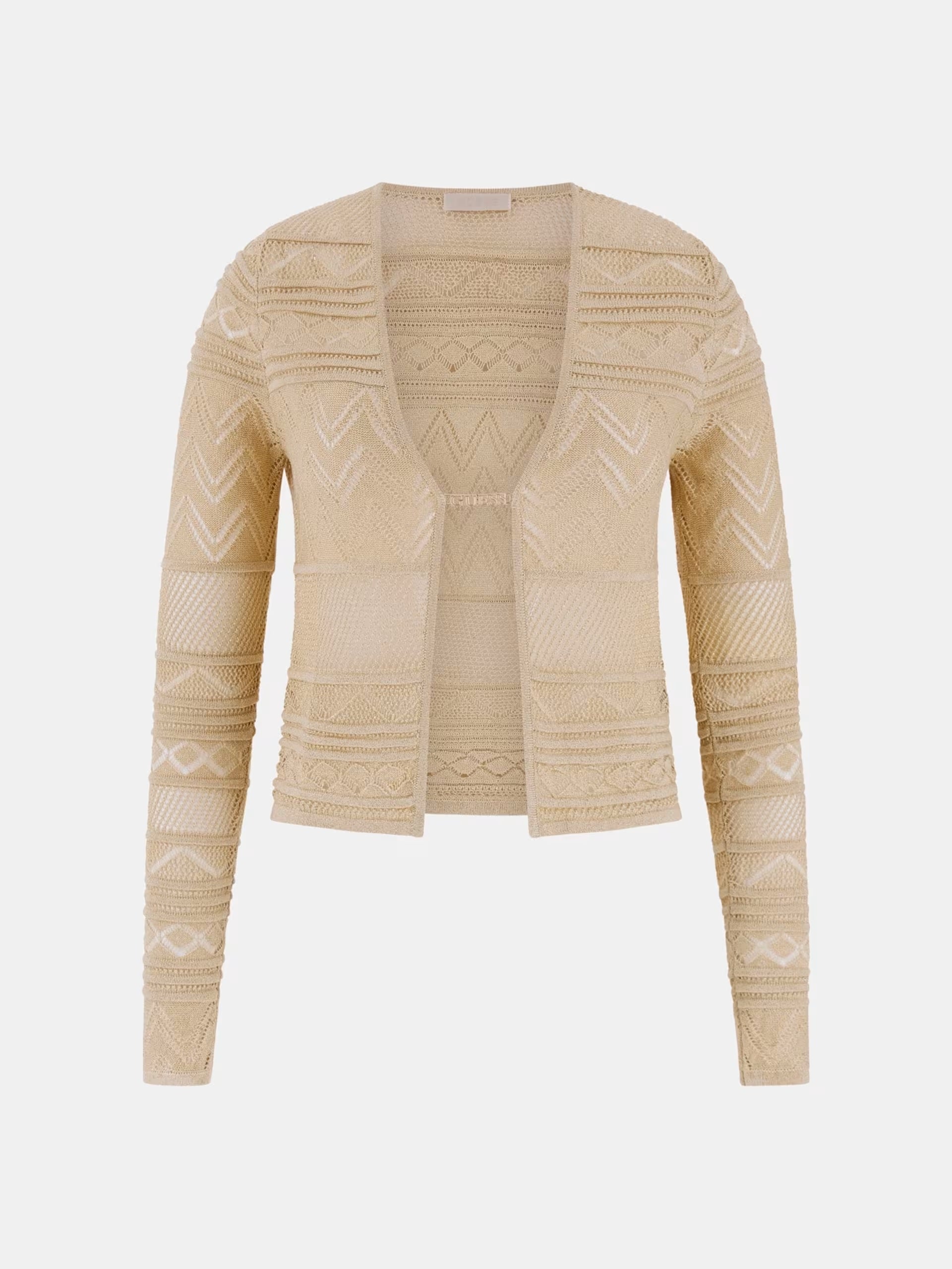 Cardigan oro con Lurex e Motivo Traforato 