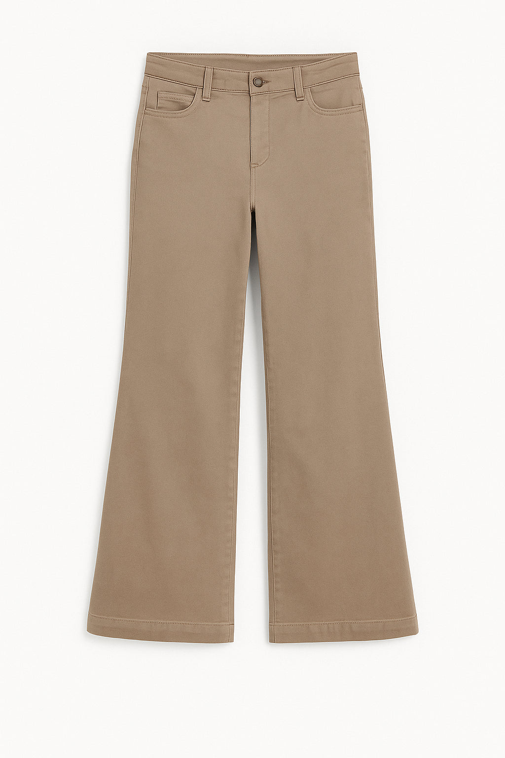 Pantalone "Zoya" Beige a Gamba Ampia con Cintura Removibile 