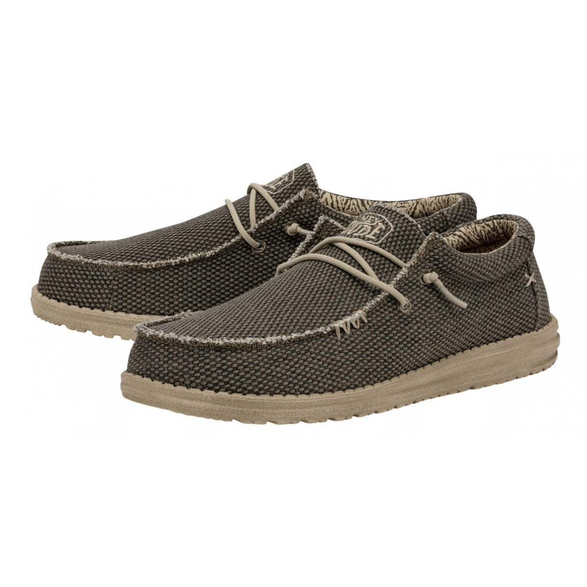 Mocassino "Wally Braided" verde militare in Tessuto Traspirante 