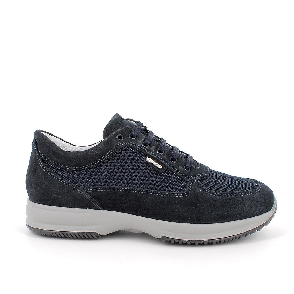 Sneakers Blu da Uomo in Pelle con Lacci e Sottopiede Anatomico 