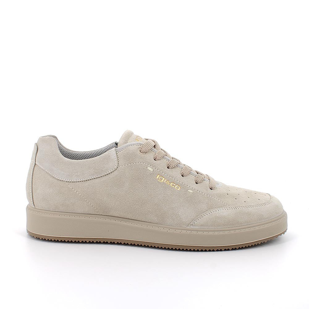 Sneakers Beige da Uomo con Lacci e Plantare Estraibile in Pelle 