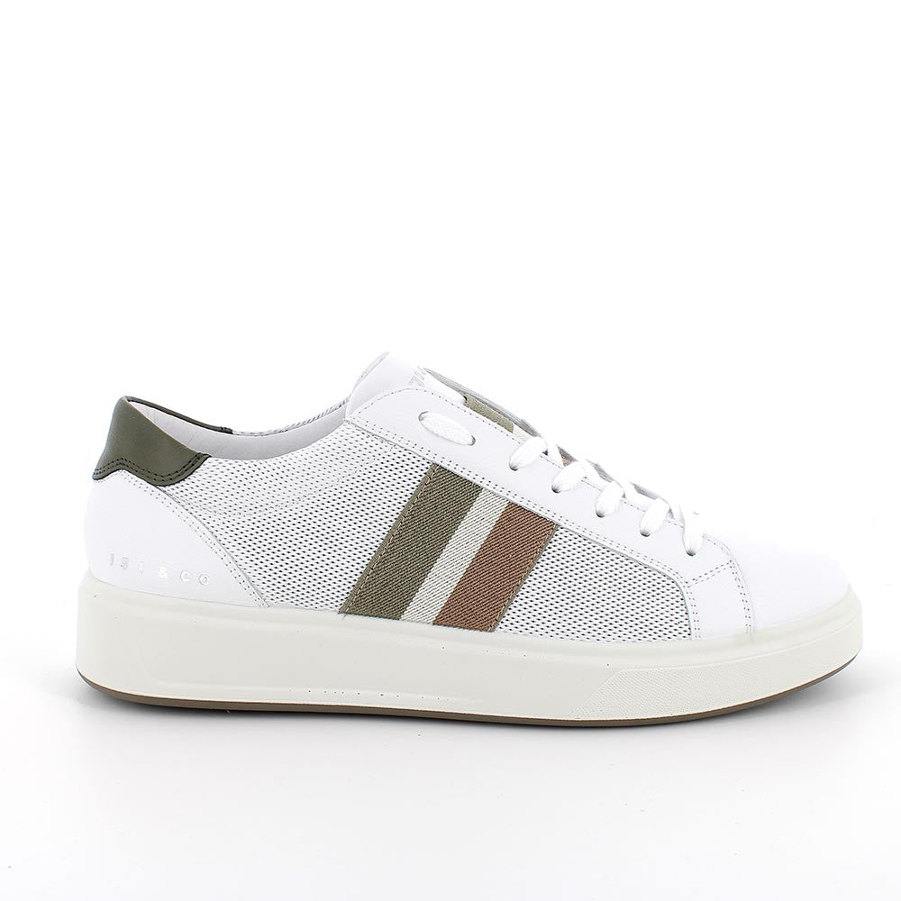 Sneakers Bianche in Pelle con Dettaglio a Nastro e Tomaia Traforata 