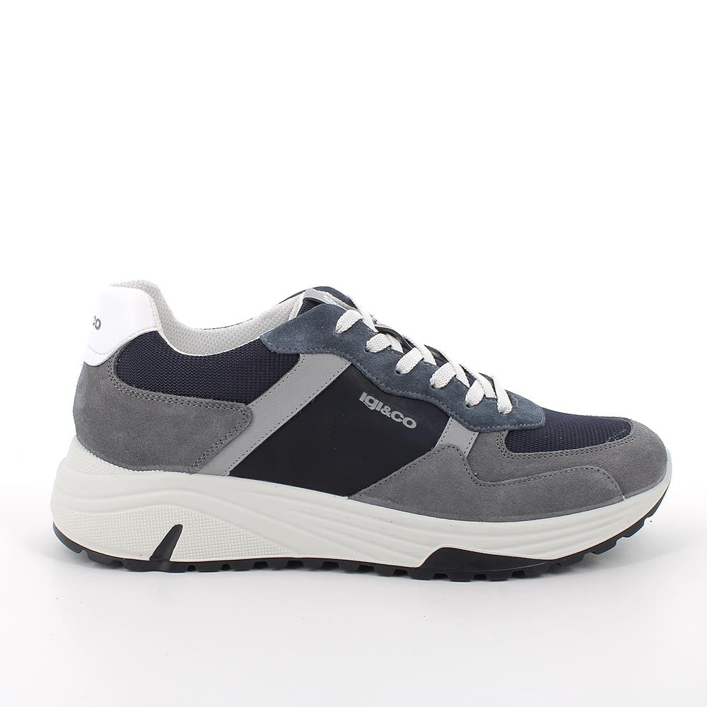 Sneakers Blu in Pelle e Tessuto con Memory Foam e Suola Ergonomica 