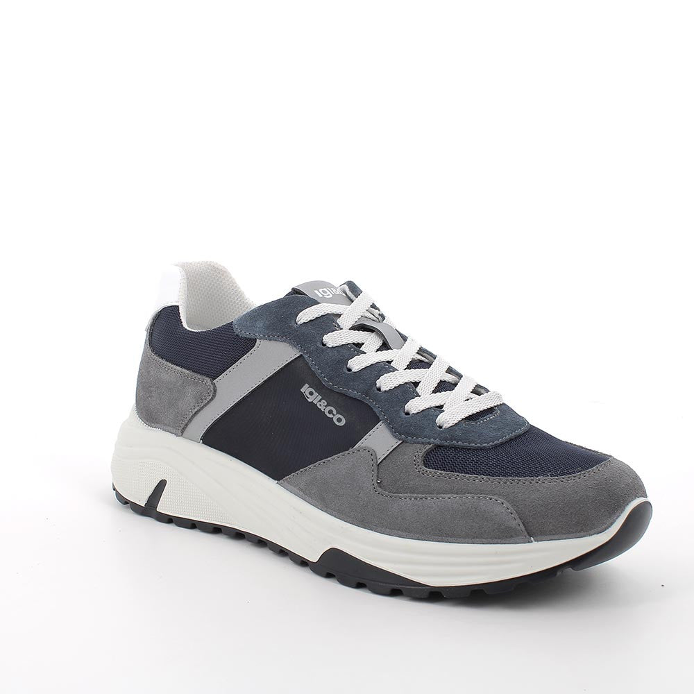 Sneakers Blu in Pelle e Tessuto con Memory Foam e Suola Ergonomica 