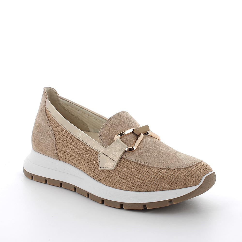 Mocassini Beige e Marrone con Texture Intrecciata 