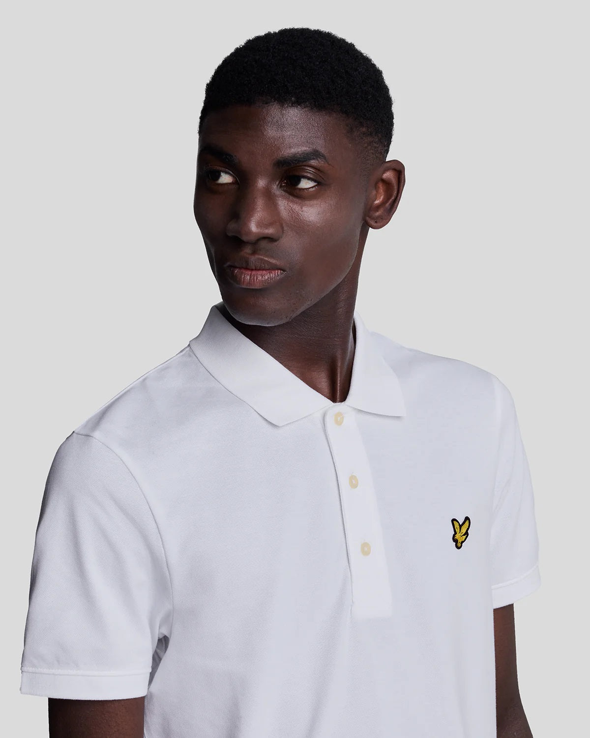 Polo bianca a Maniche Corte con Colletto Classico in Cotone Stretch 