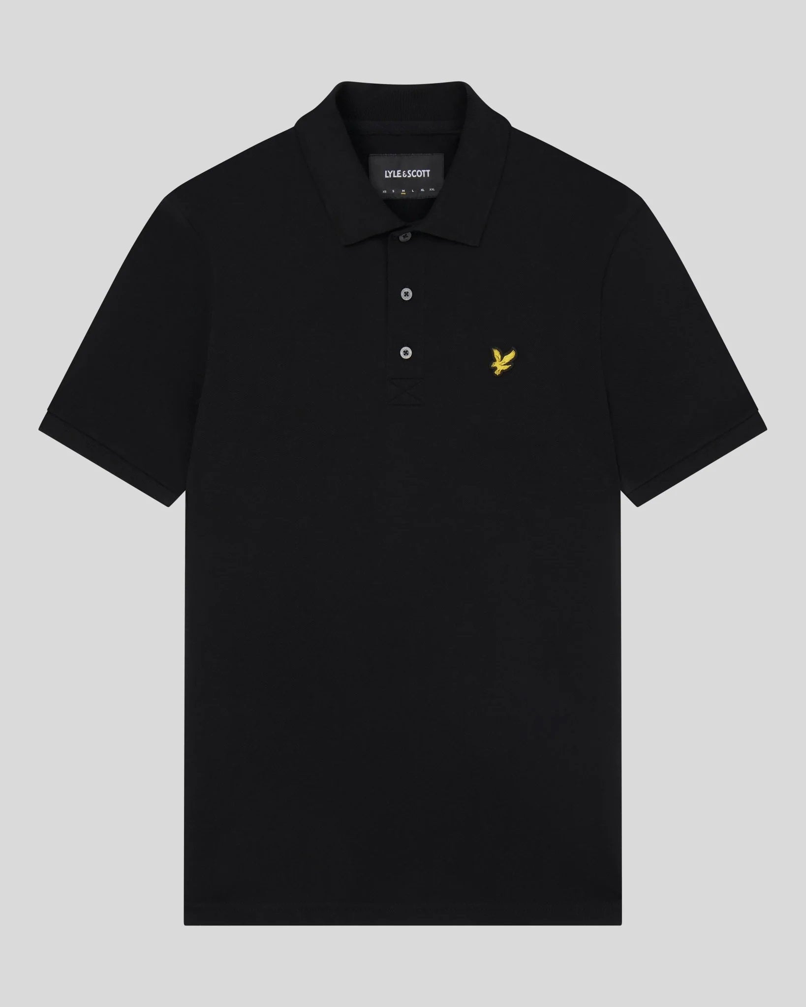 Polo Nera a Maniche Corte con Colletto Classico in Cotone Stretch 