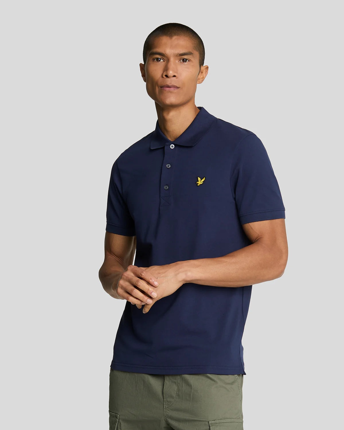 Polo Blu a Maniche Corte con Colletto Classico in Cotone Stretch 
