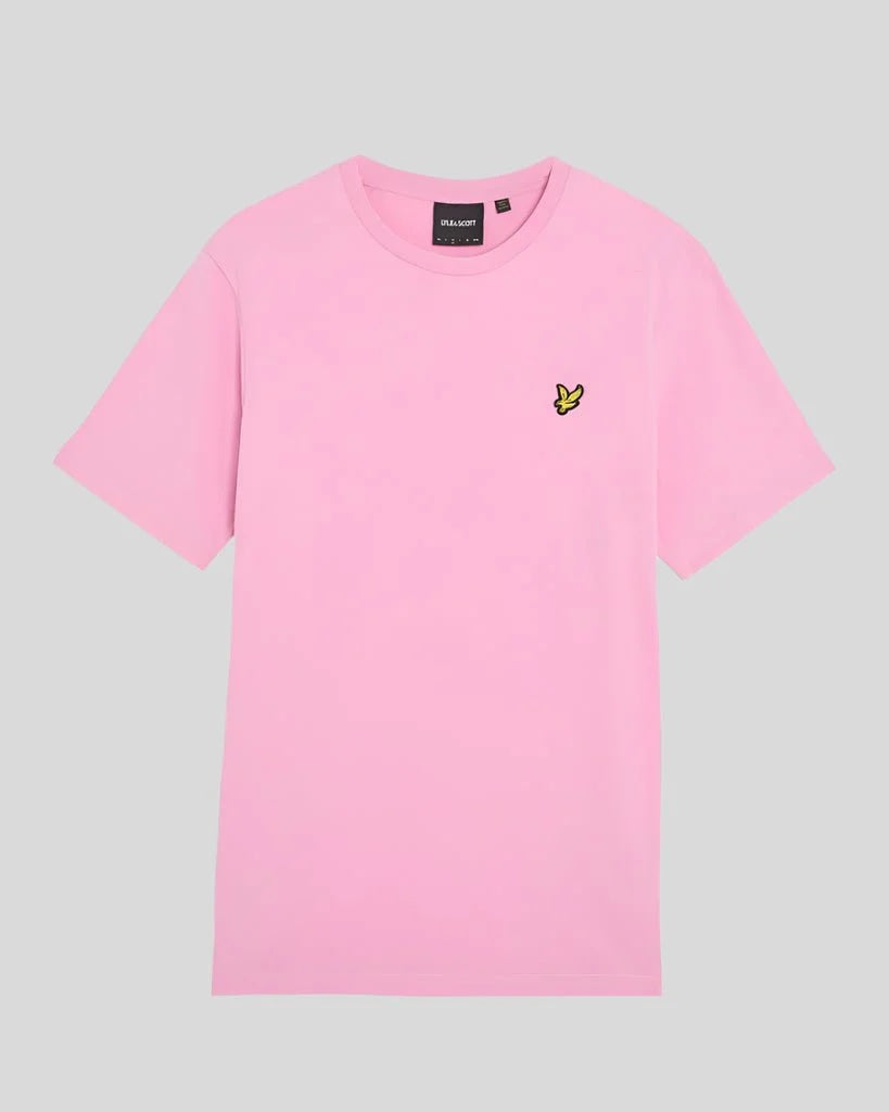 T-shirt rosa a Maniche Corte in Cotone con Girocollo Regular Fit 