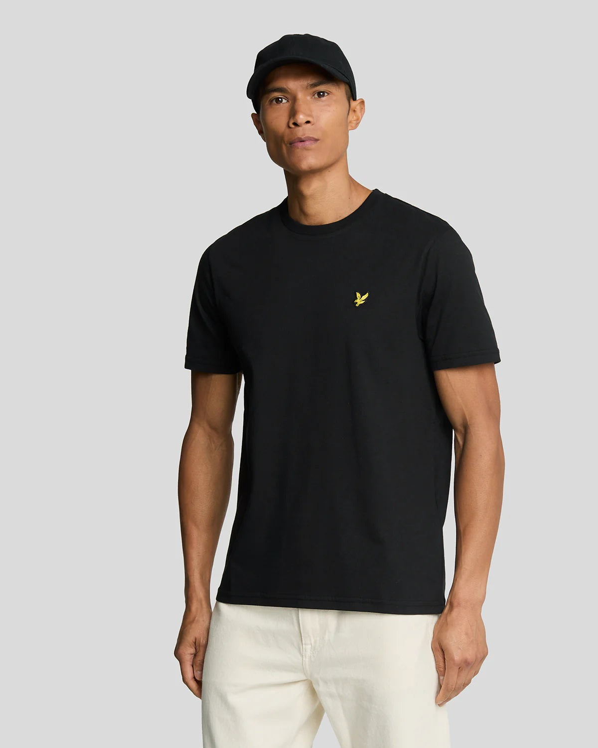 T-shirt nera a Maniche Corte in Cotone con Girocollo Regular Fit 