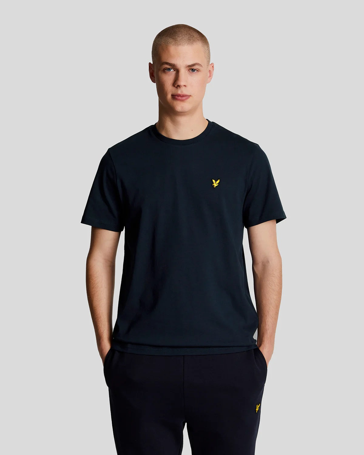 T-shirt blu a Maniche Corte in Cotone con Girocollo Regular Fit 