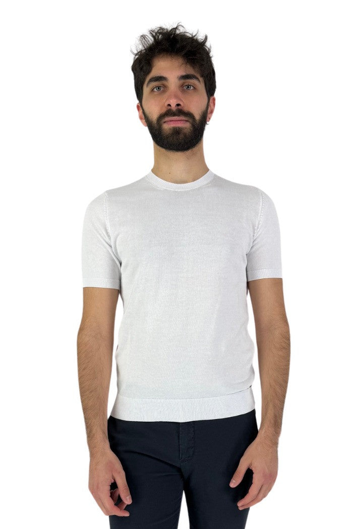 T-shirt Girocollo Bianca in Cotone con Patch Logo - Regular Fit 