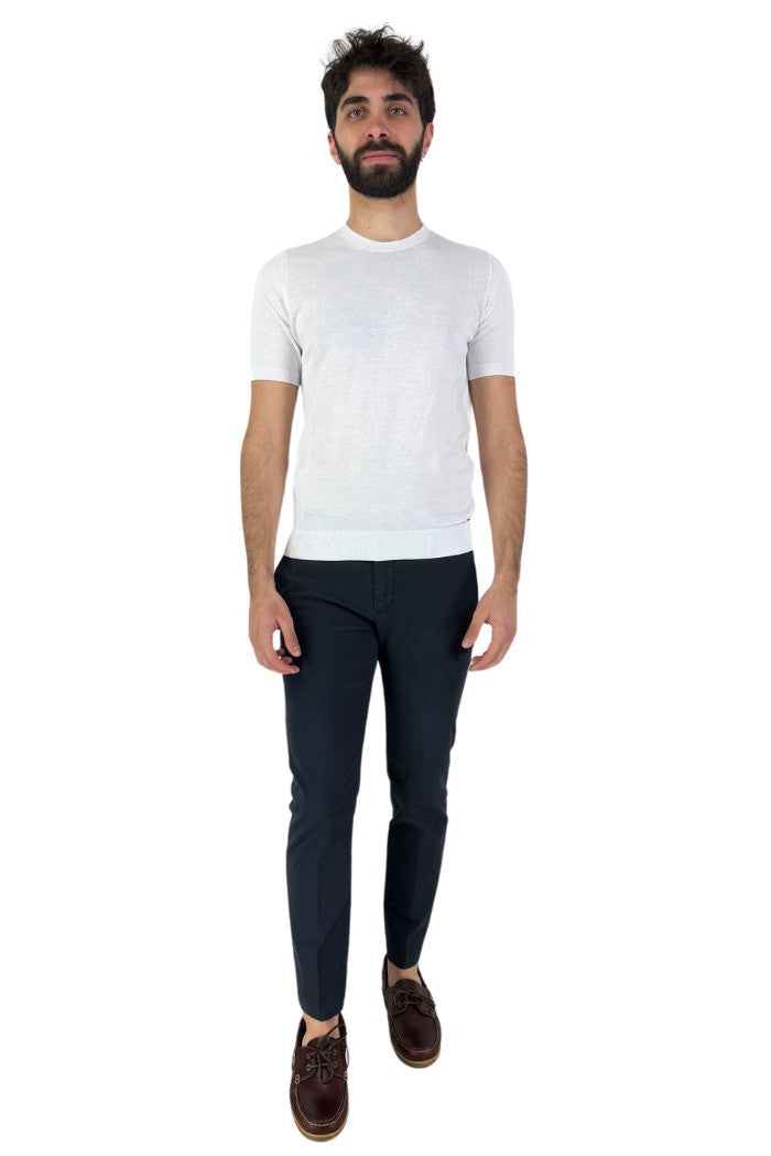 T-shirt Girocollo Bianca in Cotone con Patch Logo - Regular Fit 