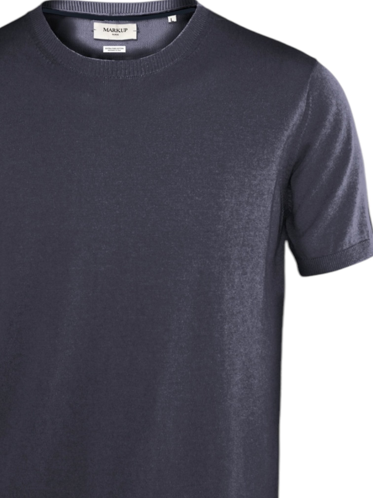 T-shirt Girocollo blu in Cotone con Patch Logo - Regular Fit 
