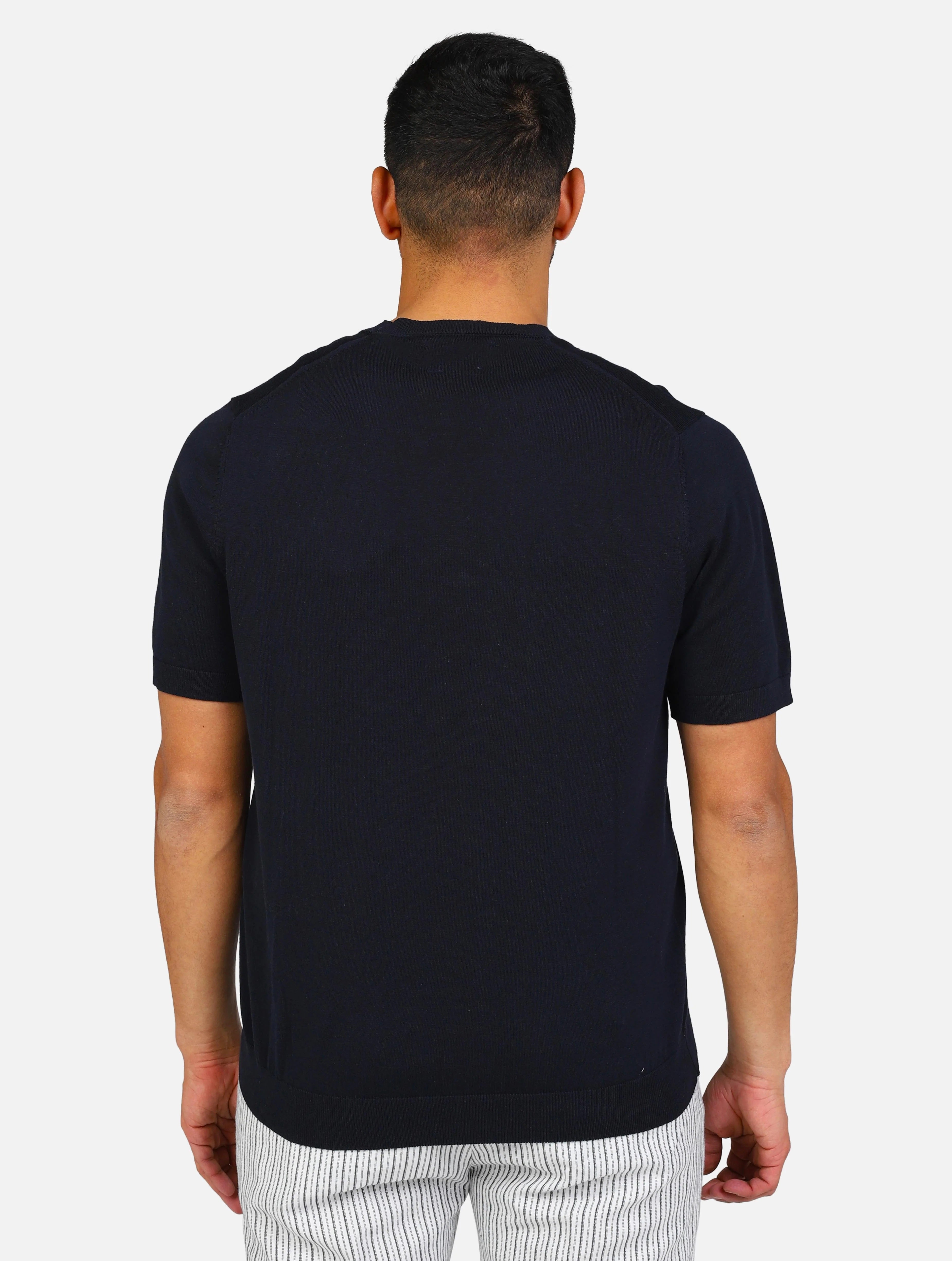 T-shirt Girocollo blu in Cotone con Patch Logo - Regular Fit 