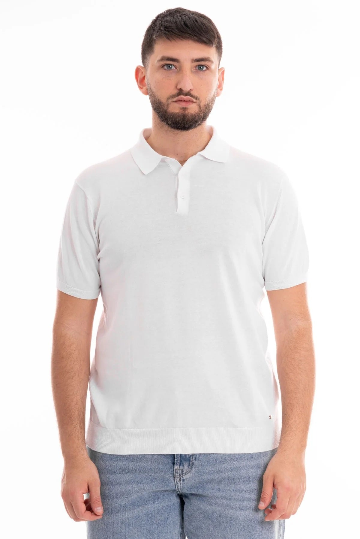 Polo Bianca in Puro Cotone con Colletto Classico e Vestibilità Slim 
