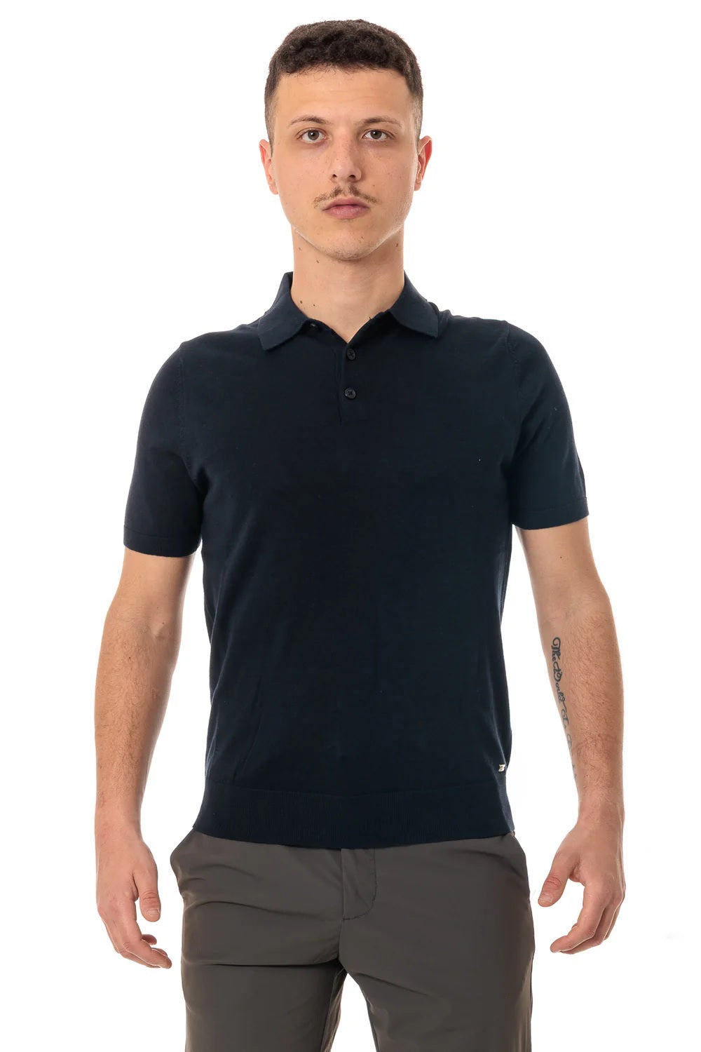 Polo blu in Puro Cotone con Colletto Classico e Vestibilità Slim 