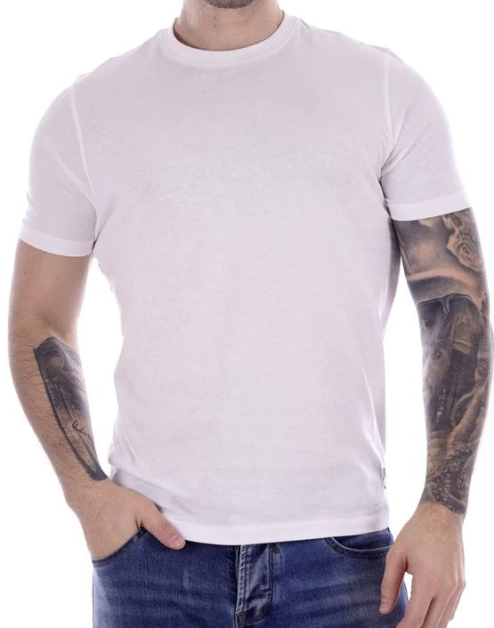 T-shirt bianca  in Cotone con Girocollo 