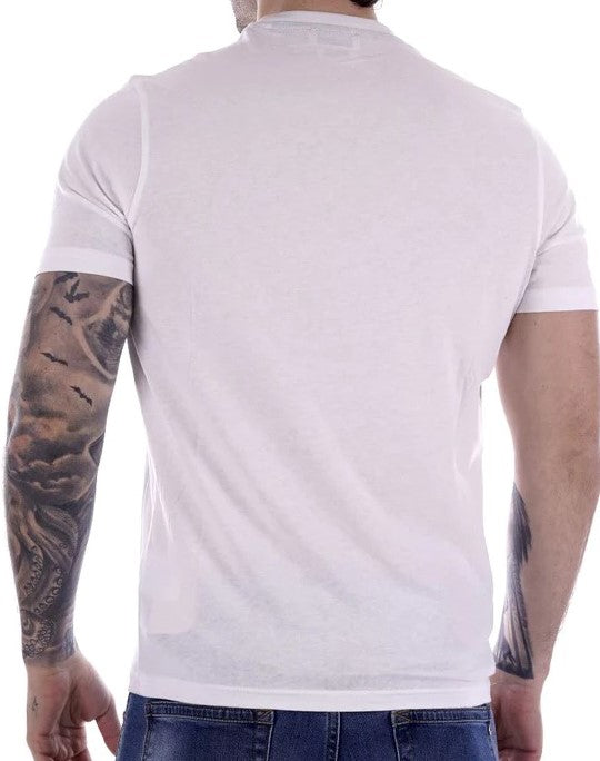 T-shirt bianca  in Cotone con Girocollo 