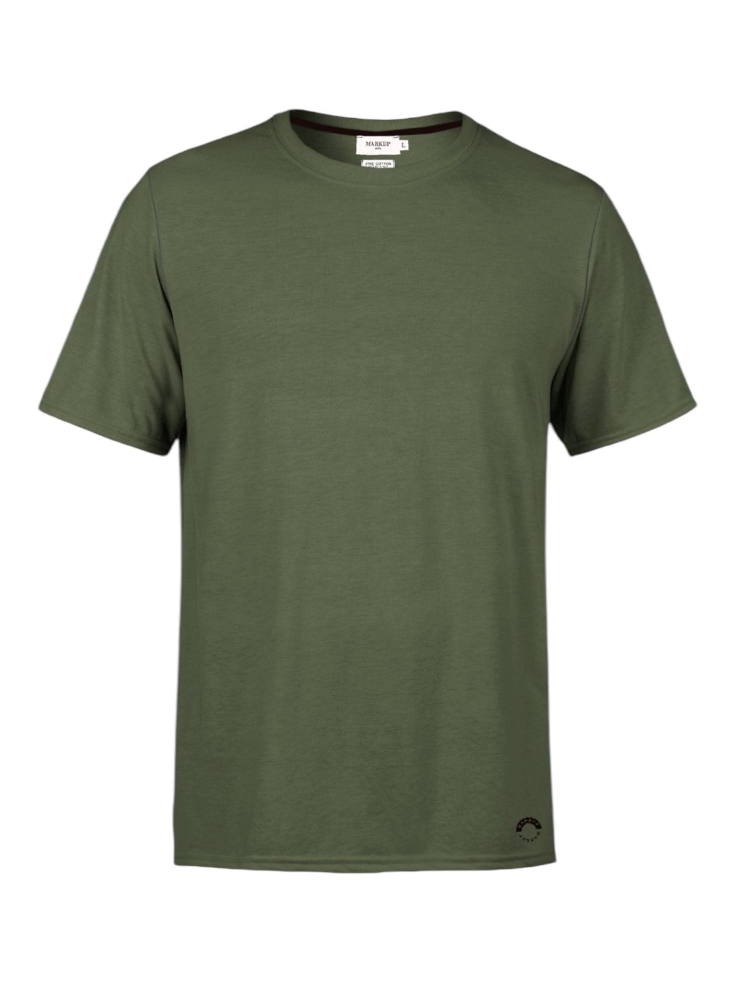 T-shirt Verde Militare in Cotone con Girocollo 