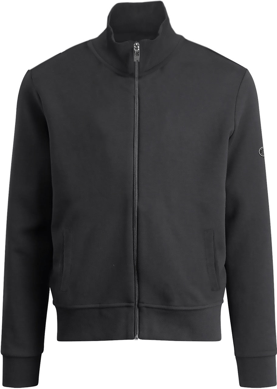 Felpa nera con Zip Intera e Collo Alto 
