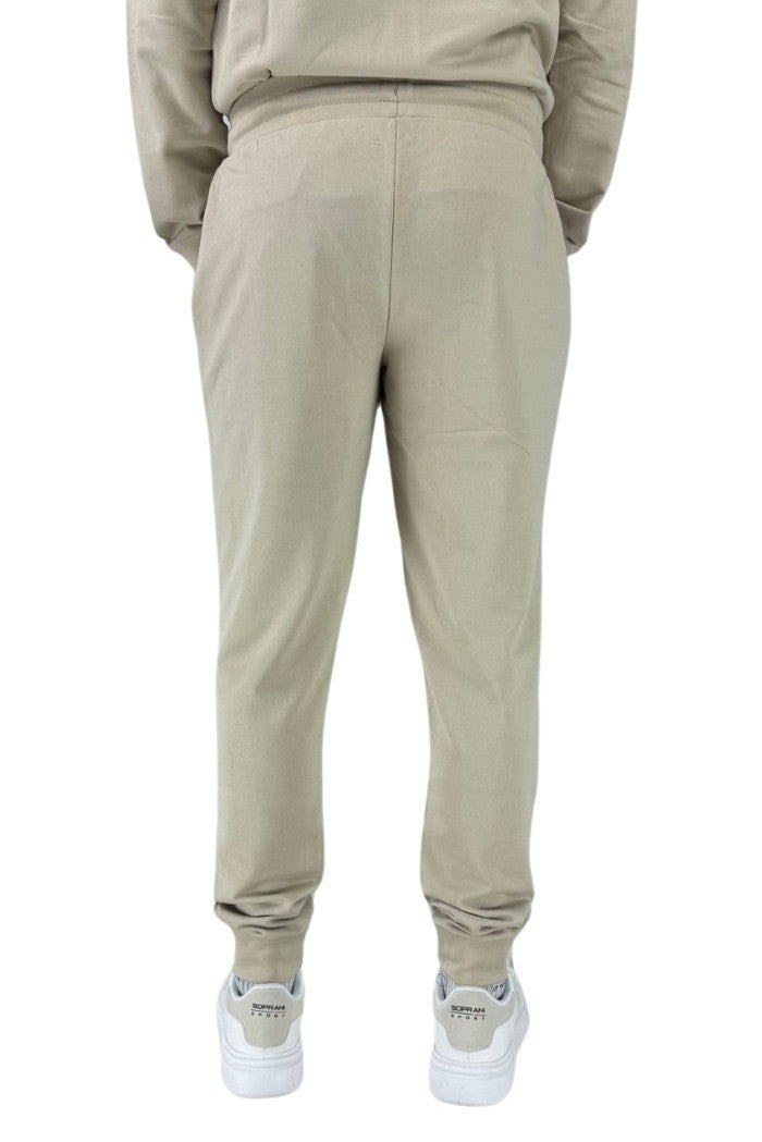 Pantaloni in Felpa Beige in Misto Cotone con Interno Garzato 
