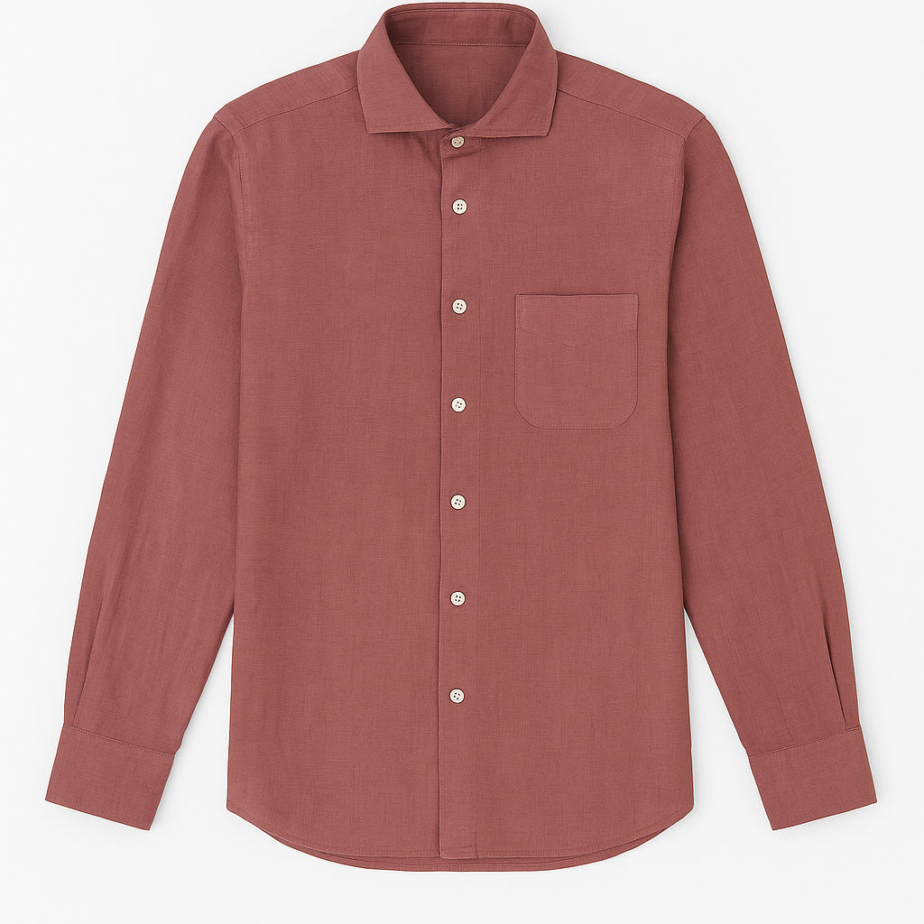 Camicia color cipolla da uomo in puro lino 