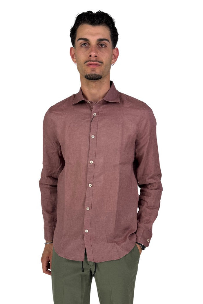 Camicia color cipolla da uomo in puro lino 