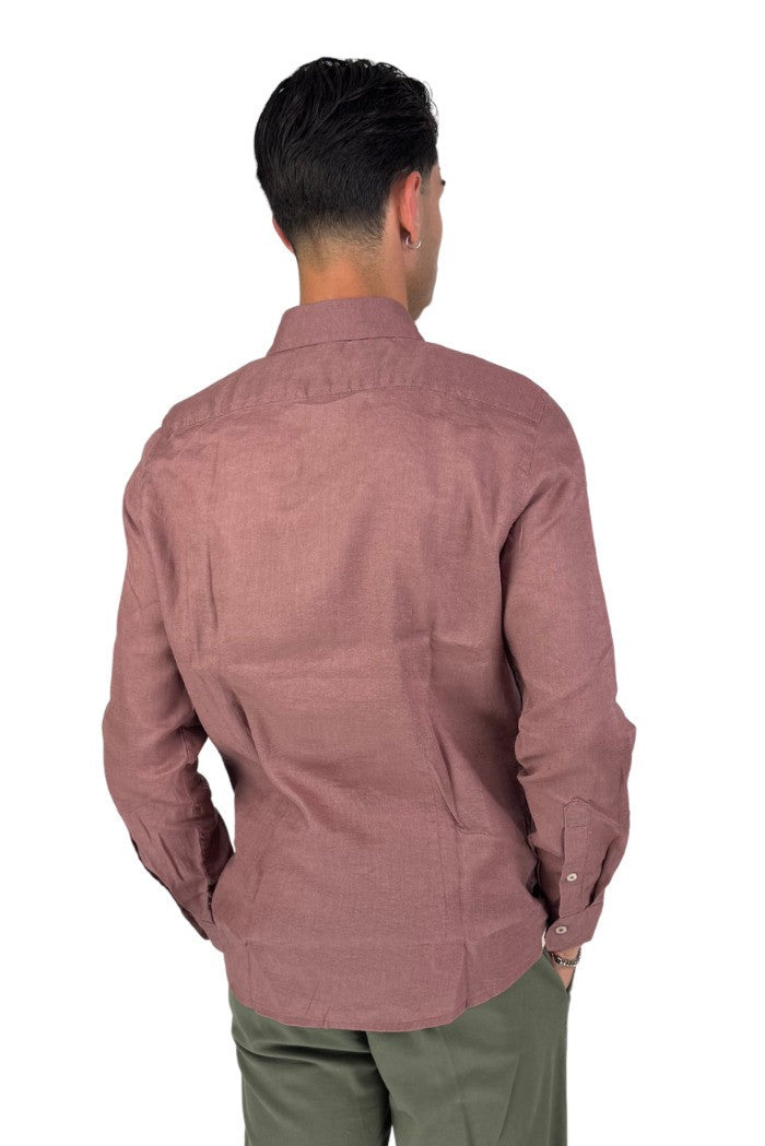 Camicia color cipolla da uomo in puro lino 