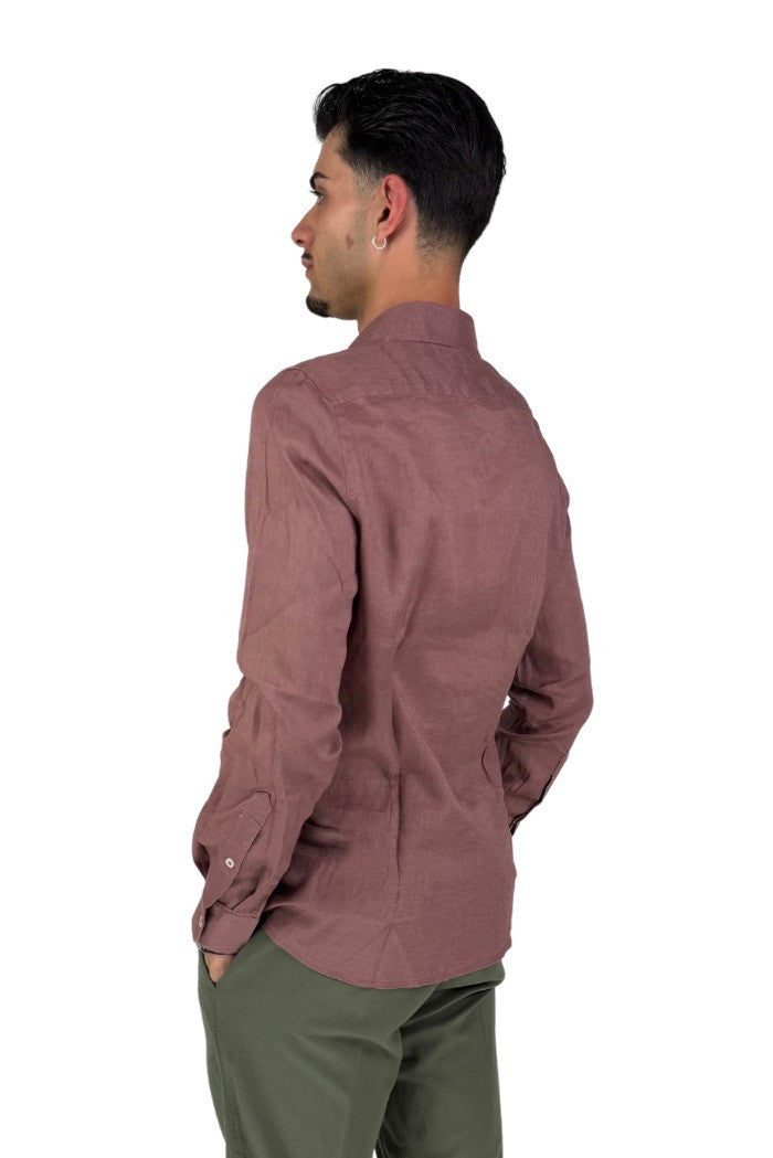 Camicia color cipolla da uomo in puro lino 