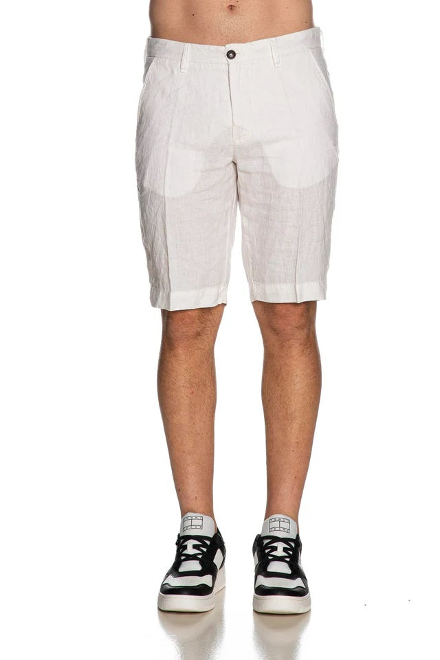 Bermuda Uomo Latte in Puro Lino Regular Fit 