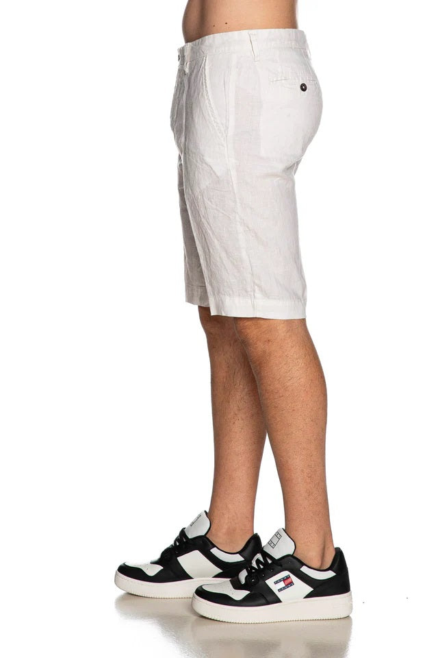 Bermuda Uomo Latte in Puro Lino Regular Fit 