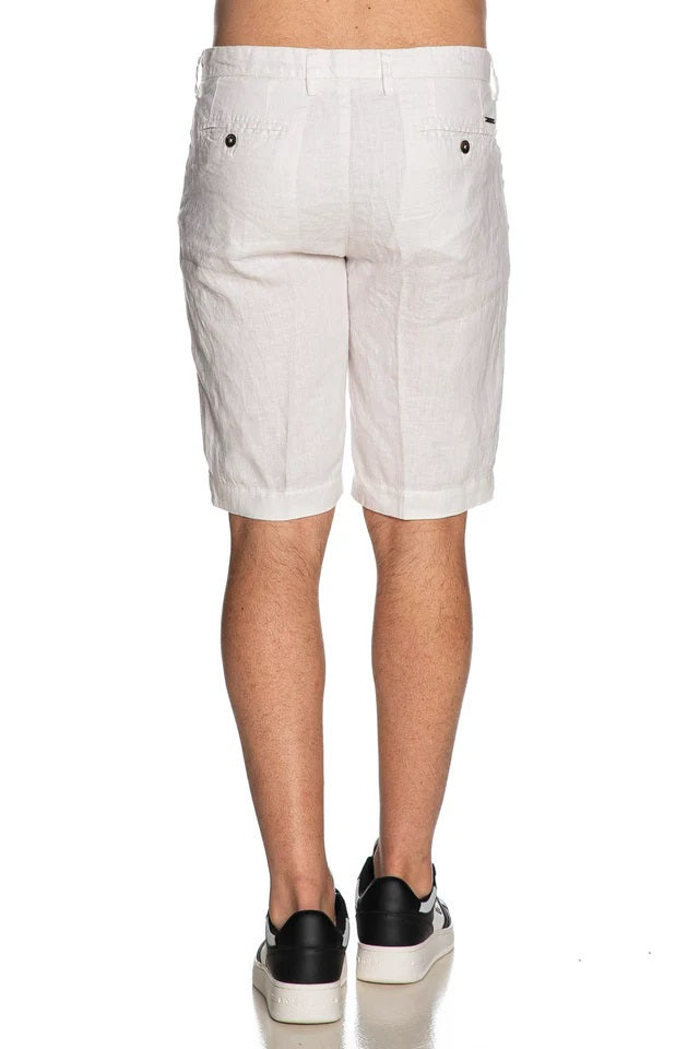 Bermuda Uomo Latte in Puro Lino Regular Fit 