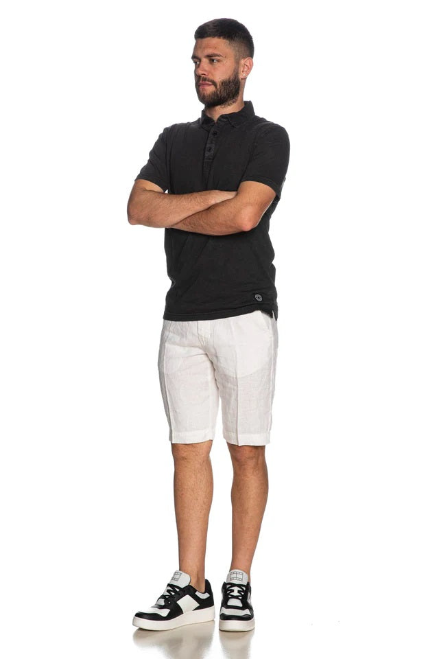 Bermuda Uomo Latte in Puro Lino Regular Fit 