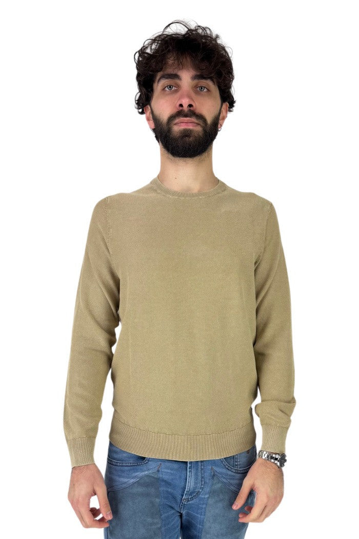 Maglia Girocollo Corda in Cotone Punto Riso Regular Fit 