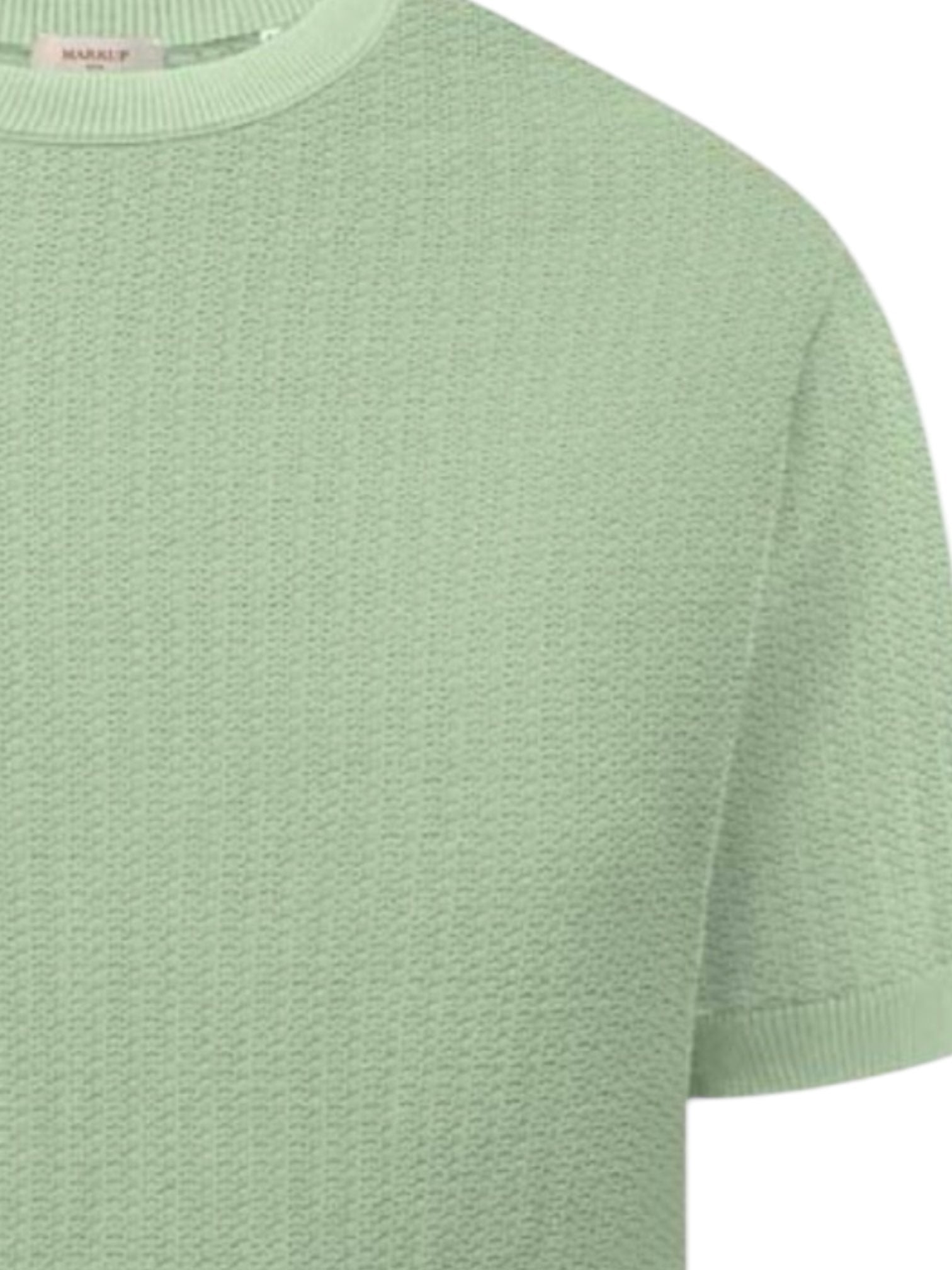 maglia verde menta girocollo a mezze maniche in punto spigato 